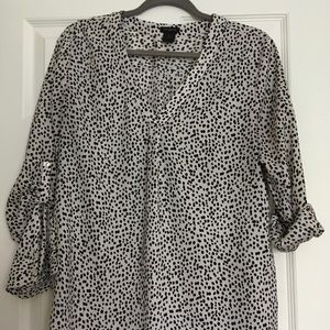 Dalmatian print long sleeved Ann Taylor blouse
